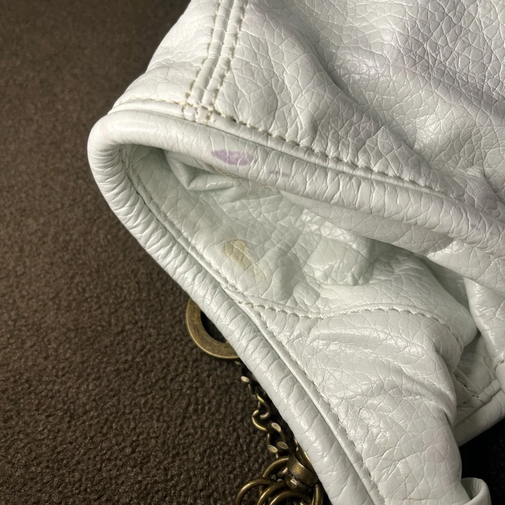 D&G Dolce & Gabbana White Studded Shoulder Bag Hobo Purse Y2K - Picture 5 of 7